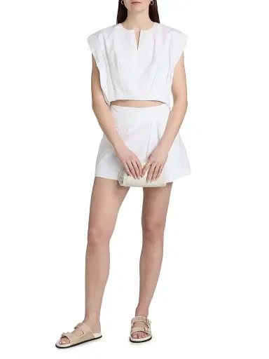 Simkhai Women's Wrenli Pleated Crop Top - White - Size XL | Thumbnail 2 Simkhai Women's Wrenli Pleated Crop Top - White - Size XL | Thumbnail 2