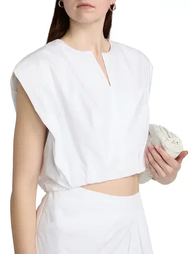 Simkhai Women's Wrenli Pleated Crop Top - White - Size XL | Thumbnail 6 Simkhai Women's Wrenli Pleated Crop Top - White - Size XL | Thumbnail 6
