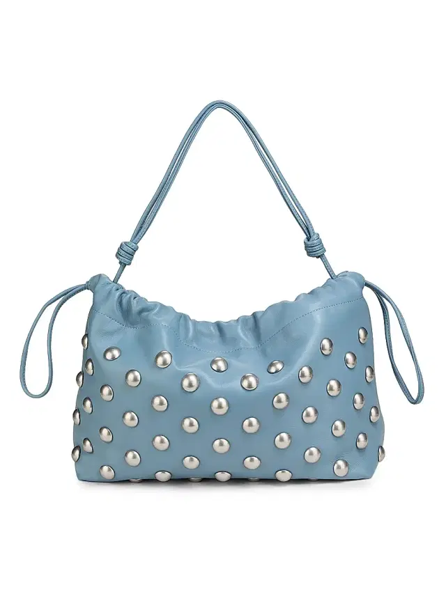 A.L.C. Women's Arlo Studded Leather Shoulder Bag - Slate Blue Nickel