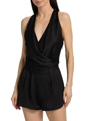 Simkhai Women's Halia Draped Satin Romper | Thumbnail 3 Simkhai Women's Halia Draped Satin Romper | Thumbnail 3