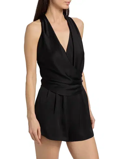 Simkhai Women's Halia Draped Satin Romper | Thumbnail 4 Simkhai Women's Halia Draped Satin Romper | Thumbnail 4