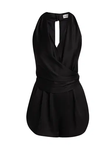 Simkhai Women's Halia Draped Satin Romper | Thumbnail 1 Simkhai Women's Halia Draped Satin Romper | Thumbnail 1