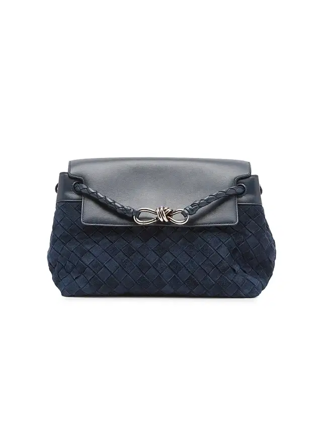 Bottega Veneta Men's  Andiamo Leather Messenger Bag - Neptune Vintage Silver