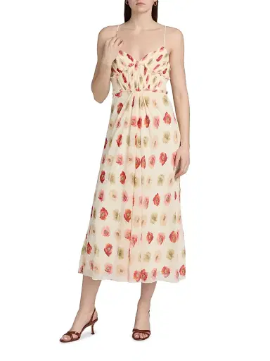 Cinq à Sept Women's Carline Floating Poppies Printed Midi-Dress - Gardenia Multi | Thumbnail 3