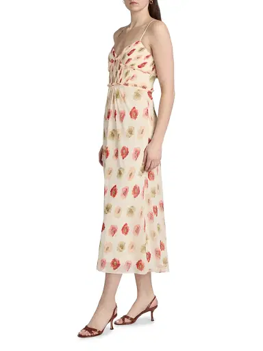 Cinq à Sept Women's Carline Floating Poppies Printed Midi-Dress - Gardenia Multi | Thumbnail 4