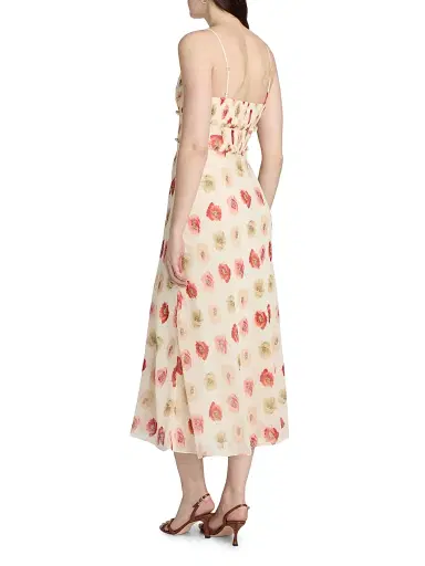 Cinq à Sept Women's Carline Floating Poppies Printed Midi-Dress - Gardenia Multi | Thumbnail 5