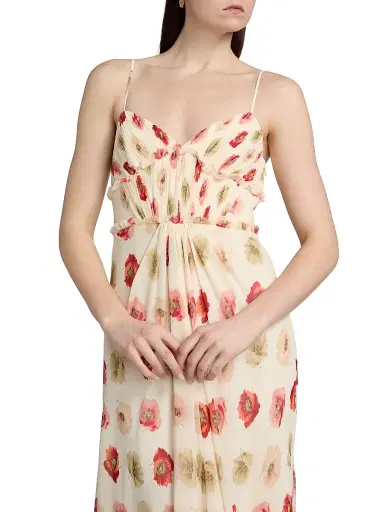 Cinq à Sept Women's Carline Floating Poppies Printed Midi-Dress - Gardenia Multi | Thumbnail 6