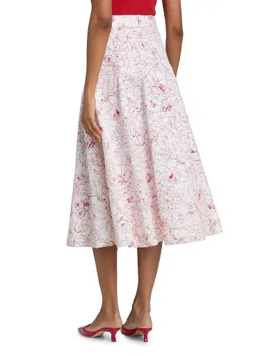 Cinq à Sept Women's Nala Garden Doodle Midi-Skirt - White Goji Berry | Thumbnail 5