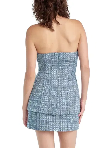 Favorite Daughter Women's The Brooke Strapless Tweed Bustier Top - Sky Blue Tweed - Size 8 | Thumbnail 5