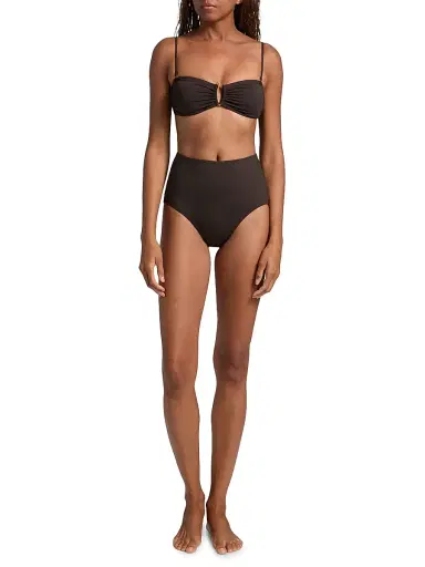 Nili Lotan Women's High-Waisted Bikini Bottom - Espresso - Size Large | Thumbnail 2