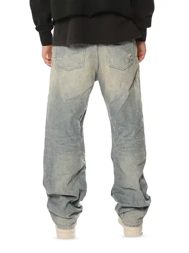 Purple Brand Men's Antique Distressed Mid-Rise Baggy Jeans - Light Indigo | Thumbnail 2