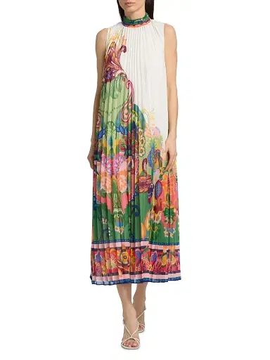 Elie Tahari Women's The Reilley Celestial Paisley Pleated Midi-Dress - Celestial Paisley | Thumbnail 2 Elie Tahari Women's The Reilley Celestial Paisley Pleated Midi-Dress - Celestial Paisley | Thumbnail 2