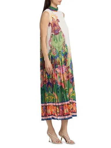 Elie Tahari Women's The Reilley Celestial Paisley Pleated Midi-Dress - Celestial Paisley | Thumbnail 4 Elie Tahari Women's The Reilley Celestial Paisley Pleated Midi-Dress - Celestial Paisley | Thumbnail 4