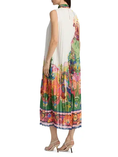 Elie Tahari Women's The Reilley Celestial Paisley Pleated Midi-Dress - Celestial Paisley | Thumbnail 5 Elie Tahari Women's The Reilley Celestial Paisley Pleated Midi-Dress - Celestial Paisley | Thumbnail 5