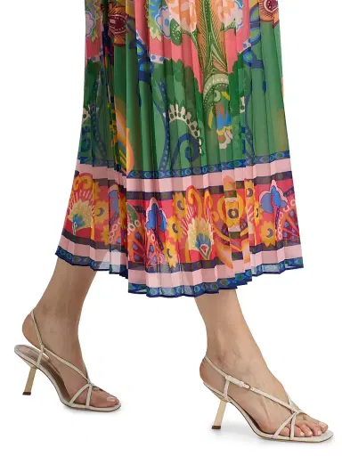 Elie Tahari Women's The Reilley Celestial Paisley Pleated Midi-Dress - Celestial Paisley | Thumbnail 6 Elie Tahari Women's The Reilley Celestial Paisley Pleated Midi-Dress - Celestial Paisley | Thumbnail 6