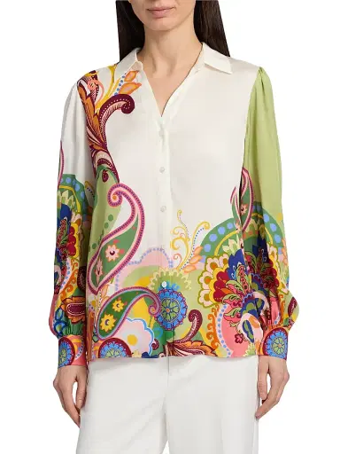 Elie Tahari Women's The Olivia Celestial Paisley Shirt - Celestial Paisley | Thumbnail 3 Elie Tahari Women's The Olivia Celestial Paisley Shirt - Celestial Paisley | Thumbnail 3