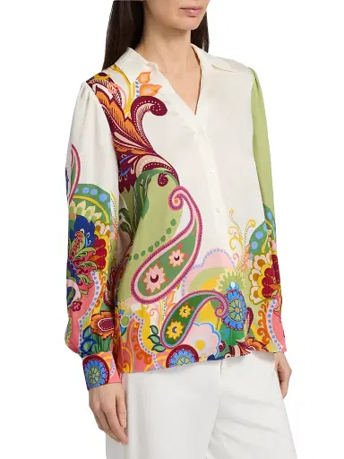 Elie Tahari Women's The Olivia Celestial Paisley Shirt - Celestial Paisley | Thumbnail 4 Elie Tahari Women's The Olivia Celestial Paisley Shirt - Celestial Paisley | Thumbnail 4
