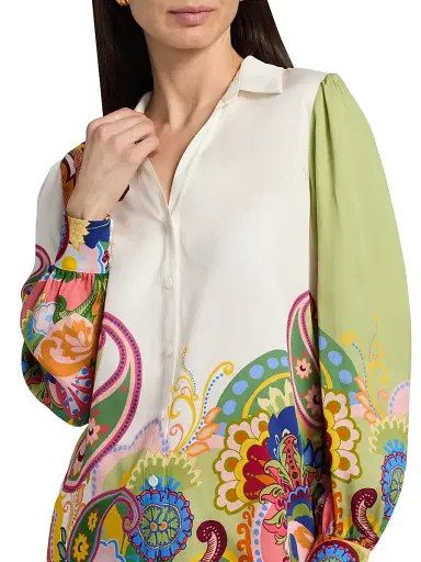 Elie Tahari Women's The Olivia Celestial Paisley Shirt - Celestial Paisley | Thumbnail 6 Elie Tahari Women's The Olivia Celestial Paisley Shirt - Celestial Paisley | Thumbnail 6