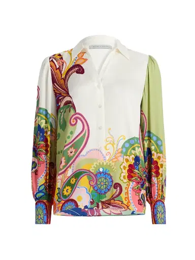 Elie Tahari Women's The Olivia Celestial Paisley Shirt - Celestial Paisley | Thumbnail 1 Elie Tahari Women's The Olivia Celestial Paisley Shirt - Celestial Paisley | Thumbnail 1