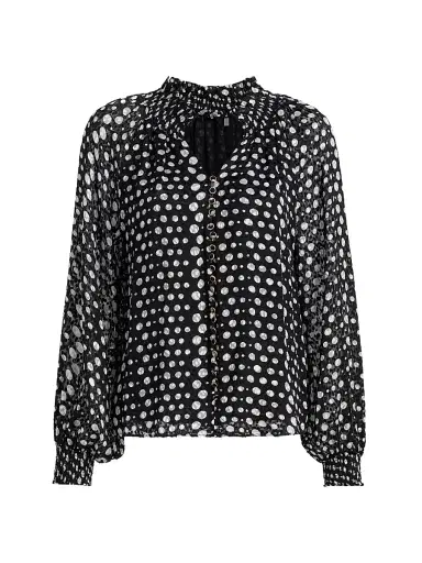 Elie Tahari Women's The Rue Dot Print Blouse - Noir And White | Thumbnail 1 Elie Tahari Women's The Rue Dot Print Blouse - Noir And White | Thumbnail 1