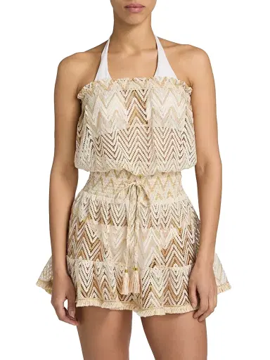 Ramy Brook Women's Lauryn Chevron-Knit Cover-Up Minidress - Sandstone Chevron | Thumbnail 3 Ramy Brook Women's Lauryn Chevron-Knit Cover-Up Minidress - Sandstone Chevron | Thumbnail 3