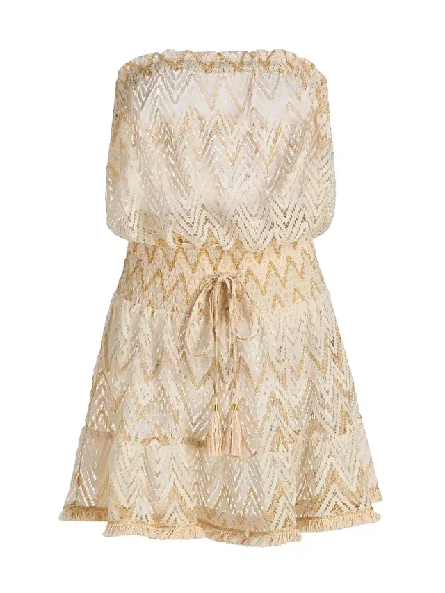 Ramy Brook Women's Lauryn Chevron-Knit Cover-Up Minidress - Sandstone Chevron