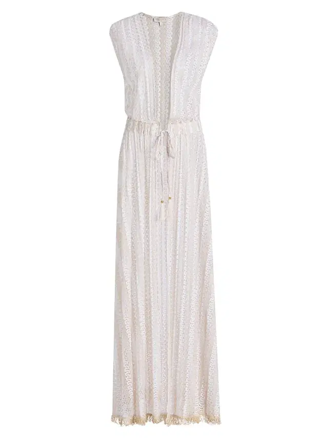 Ramy Brook Women's Katherine Swirl Cover-Up Maxi Dress - White Metallic Zigzag