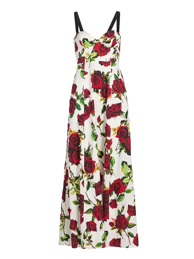 Women's Sutton Rose Maxi Dress - White Red Romantic Rose
