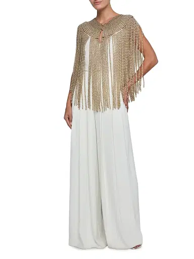 L'Agence Women's Yves Imitation-Pearl Fringed Cape | Thumbnail 2 L'Agence Women's Yves Imitation-Pearl Fringed Cape | Thumbnail 2