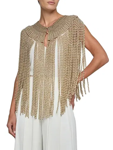 L'Agence Women's Yves Imitation-Pearl Fringed Cape | Thumbnail 3 L'Agence Women's Yves Imitation-Pearl Fringed Cape | Thumbnail 3