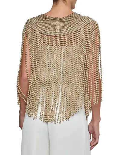 L'Agence Women's Yves Imitation-Pearl Fringed Cape | Thumbnail 5 L'Agence Women's Yves Imitation-Pearl Fringed Cape | Thumbnail 5