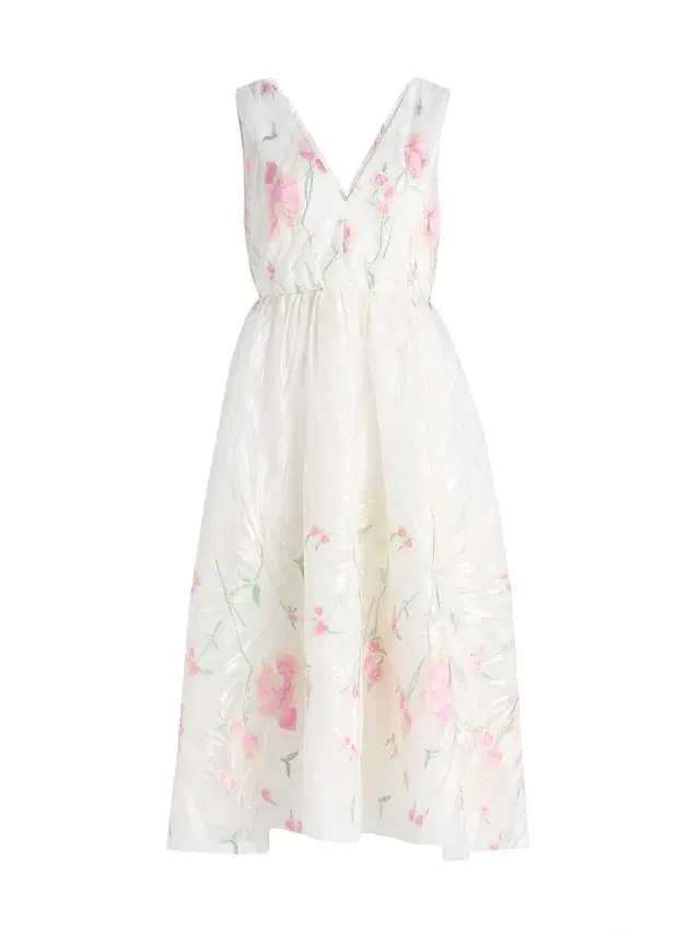 Milly Women's Tinsley Embroidered V-Neck Midi-Dress - White Multi