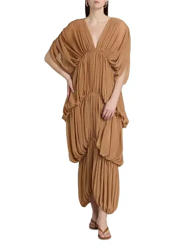Ronny Kobo Women's Damier Ruched Maxi Dress | Thumbnail 2 Ronny Kobo Women's Damier Ruched Maxi Dress | Thumbnail 2