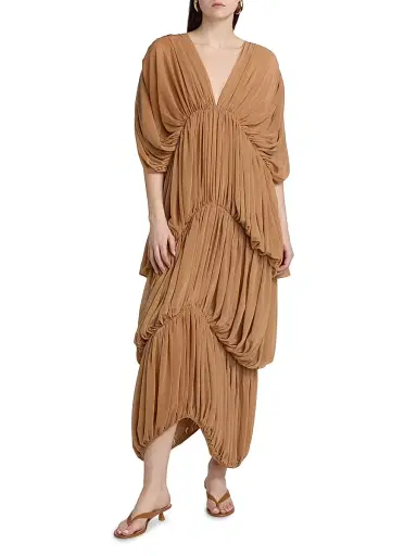 Ronny Kobo Women's Damier Ruched Maxi Dress | Thumbnail 3 Ronny Kobo Women's Damier Ruched Maxi Dress | Thumbnail 3
