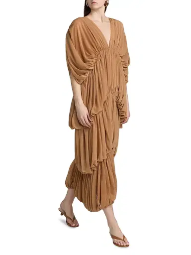 Ronny Kobo Women's Damier Ruched Maxi Dress | Thumbnail 4 Ronny Kobo Women's Damier Ruched Maxi Dress | Thumbnail 4
