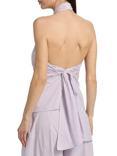 Ronny Kobo Women's Micala Pinstriped Cotton Open-Back Top - Hydrangea - Size XL | Thumbnail 5