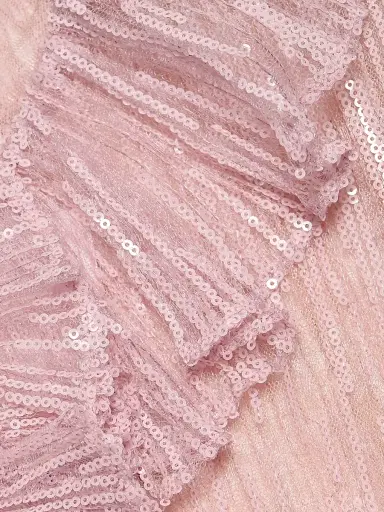Aknvas Women's Este Sequined Ruffled Sheer Top - Rose Pink - Size 12 | Thumbnail 7