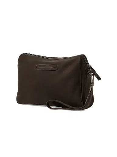 Zegna Men's Secondskin Leather Pouch - Dark Brown | Thumbnail 3