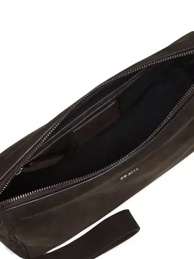 Zegna Men's Secondskin Leather Pouch - Dark Brown | Thumbnail 4