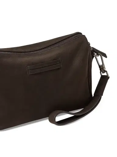 Zegna Men's Secondskin Leather Pouch - Dark Brown | Thumbnail 5
