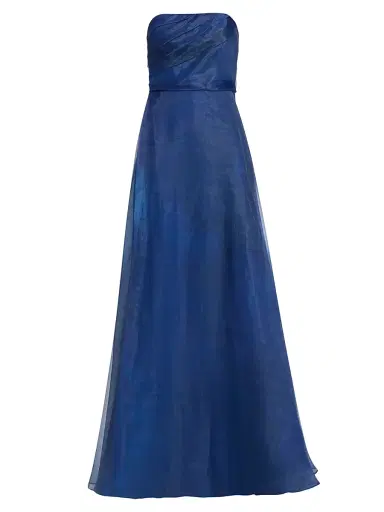 Rene Ruiz Collection Women's Draped Organza Strapless Gown - Navy - Size 16 | Thumbnail 1