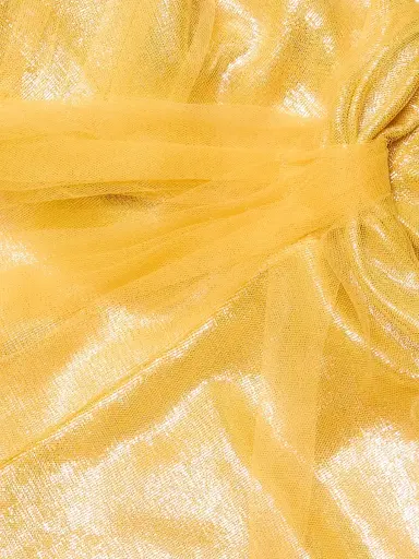 Rene Ruiz Collection Women's Draped Off-The-Shoulder Tulle Gown - Gold - Size 12 | Thumbnail 7