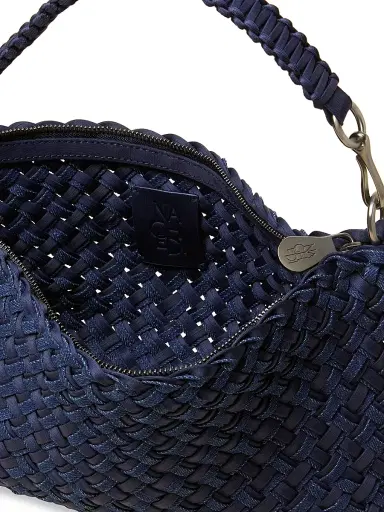 Naghedi Women's Porto Small Double Weave Half Moon Shoulder Bag - Indigo | Thumbnail 4 Naghedi Women's Porto Small Double Weave Half Moon Shoulder Bag - Indigo | Thumbnail 4