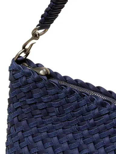 Naghedi Women's Porto Small Double Weave Half Moon Shoulder Bag - Indigo | Thumbnail 5 Naghedi Women's Porto Small Double Weave Half Moon Shoulder Bag - Indigo | Thumbnail 5