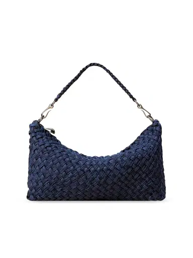 Naghedi Women's Porto Small Double Weave Half Moon Shoulder Bag - Indigo | Thumbnail 1 Naghedi Women's Porto Small Double Weave Half Moon Shoulder Bag - Indigo | Thumbnail 1