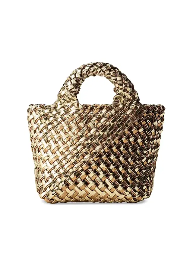Naghedi Women's St. Barths Petit Double Weave Metallic Top Handle Bag - Biarritz