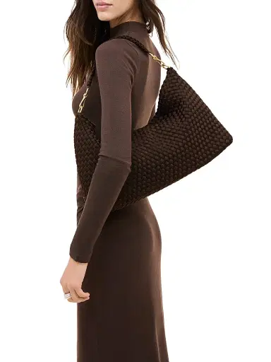 Naghedi Women's Porto Medium Half-Moon Shoulder Bag - Chocolate | Thumbnail 3