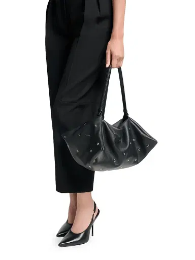 Altuzarra Women's Origami Grommeted Leather Shoulder Bag - Black Silver | Thumbnail 2