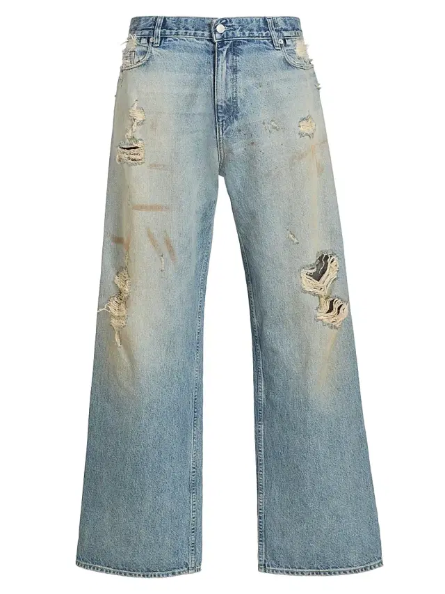 Men's Oil Spill Baggy Straight-Leg Jeans - Oil Spill Blue