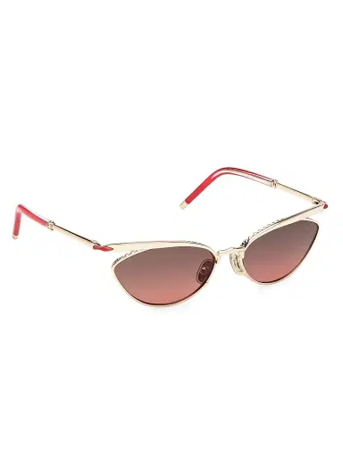 Christian Louboutin Women's 56MM Cat-Eye Sunglasses - Gold Red | Thumbnail 8